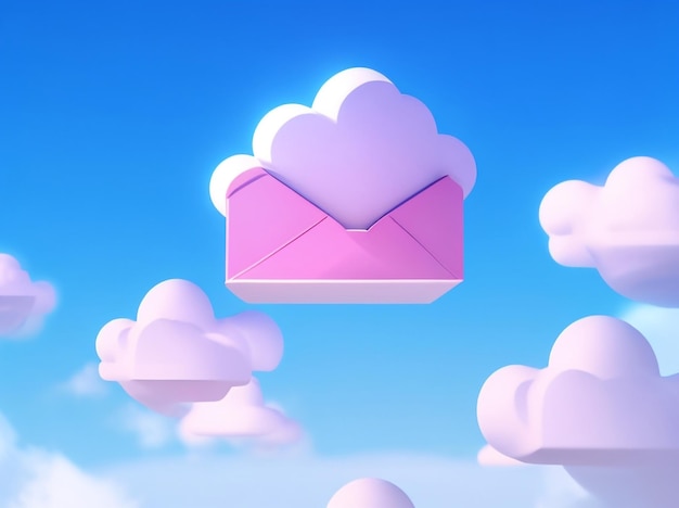 Icona e-mail 3D con notifica di posta non letta