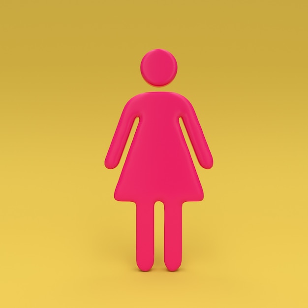 icona femminile rosa su 3d giallo