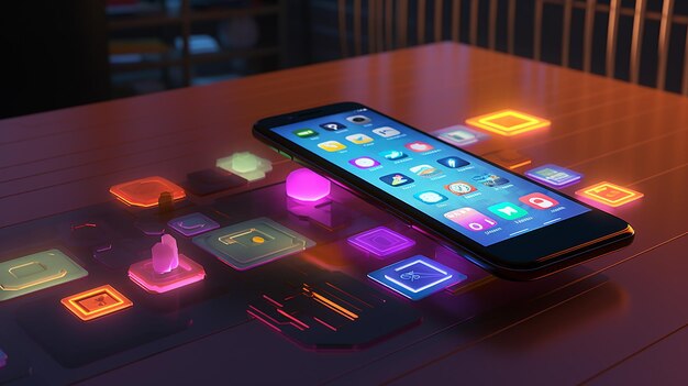 icona fintech e elemento tecnologico sul telefono cellulare 3D