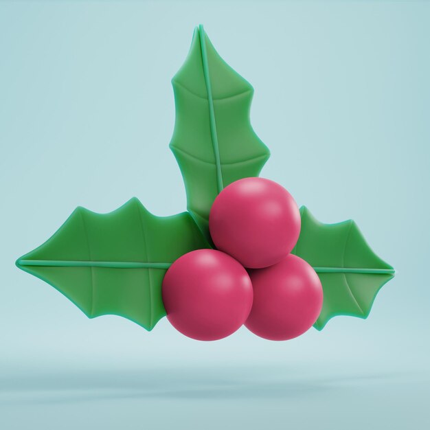 Icona illustrazione 3D, elemento decorativo natalizio, vischio 3D