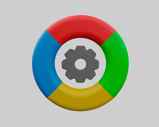 icona impostazioni statistiche e da. rendering 3D.