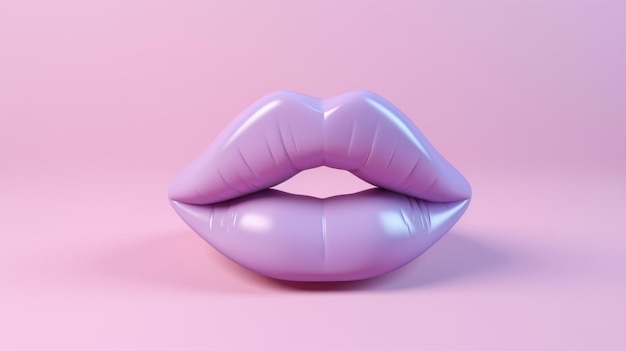 Icona labbra carnose per riempitivo labbra cosmetico o chirurgia labbra viola su sfondo rosa