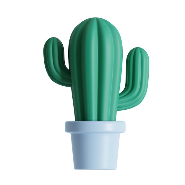Icona moderna di cactus in vaso isolato su sfondo bianco 3d rendering illustrazione