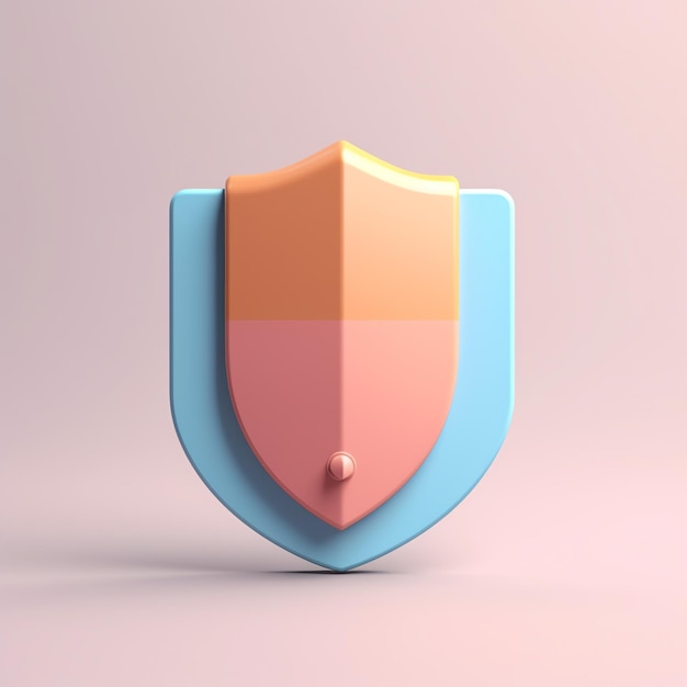 Icona scudo colorato 3d su sfondo rosa
