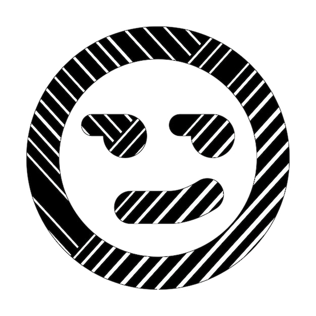 icona sorridente faccia nera bianca linee diagonali