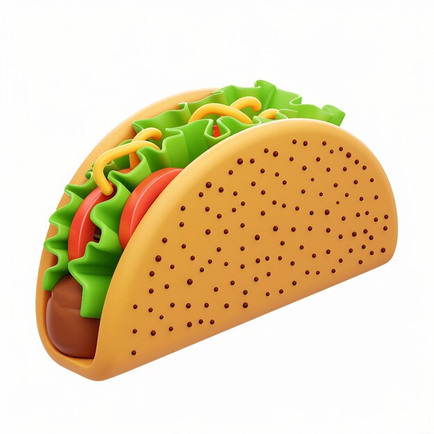 icona taco rendering 3D sullo sfondo bianco AI generativa