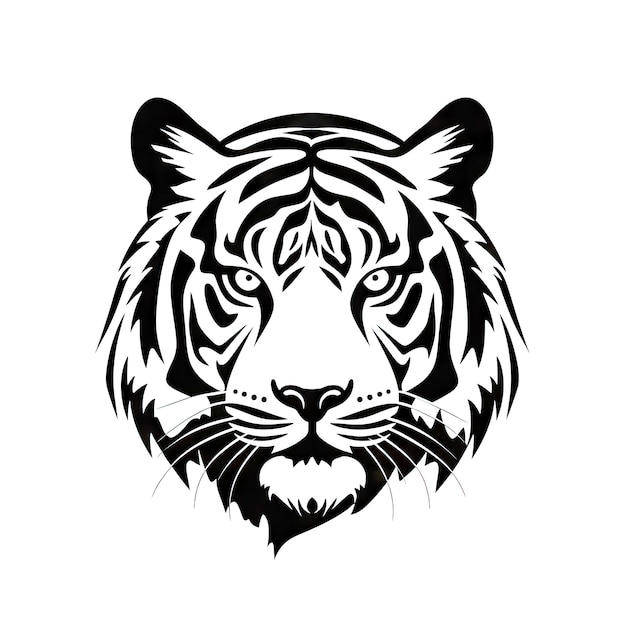 Icona tigre Testa di tigre isolata Testa di gatto minima Logo predatore su sfondo bianco Illustrazione AI generativa