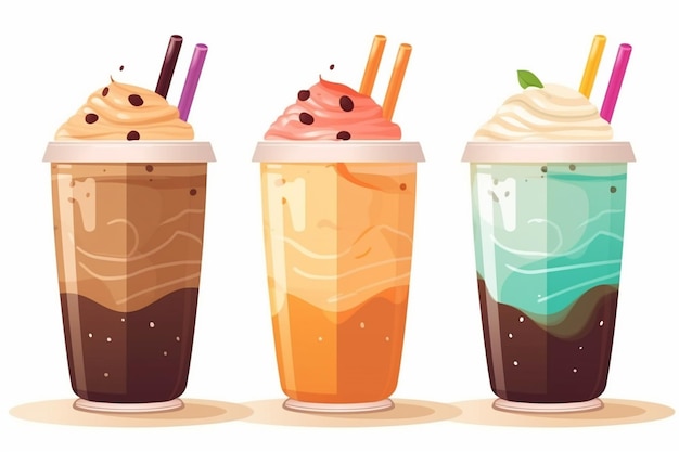 Icona vettore illustrazione frappe colorato caffè isolato su sfondo bianco