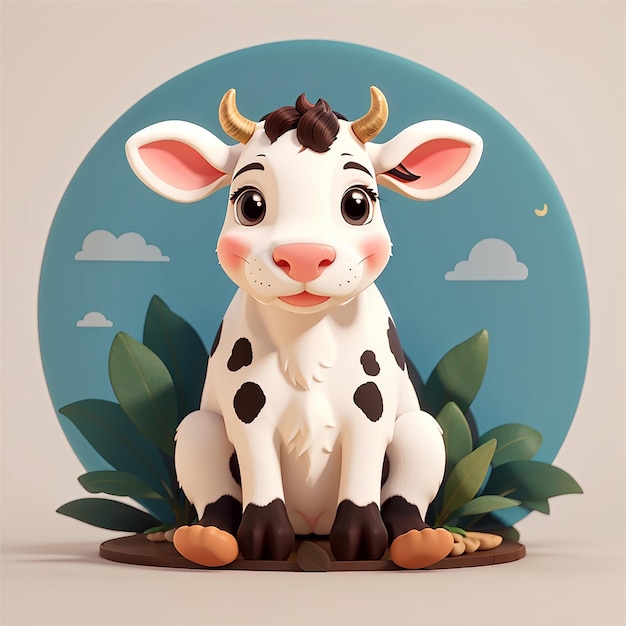 icona vettoriale di una mucca seduta illustrazione di un'icona di natura animale concetto di appartamento premium isolato