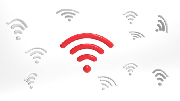 Icona Wi-Fi isolata su sfondo bianco Rendering 3D