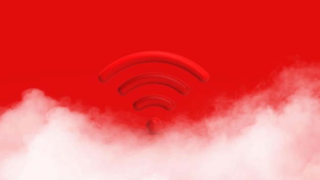 Icona Wi-Fi isolata su sfondo rosso rendering 3D