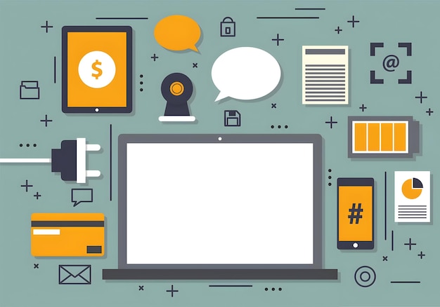 Icone della tecnologia moderna e della comunicazione