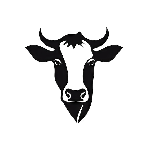 Icone della testa Simbolo del bestiame Logo della fattoria di latte di mucca Ritratto di mucca minima Illustrazione generativa di AI