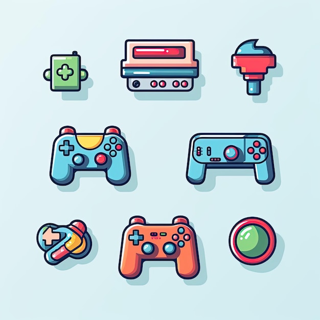 Icone di gioco Icone con un joystick di controllo di gioco e dadi per i giocatori Generati con AI