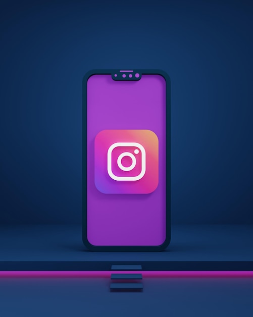 Icone di Instagram dei social media con Smartphone 3D resi