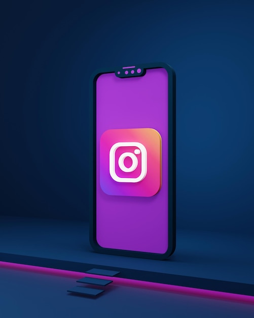 Icone di Instagram dei social media con Smartphone 3D resi