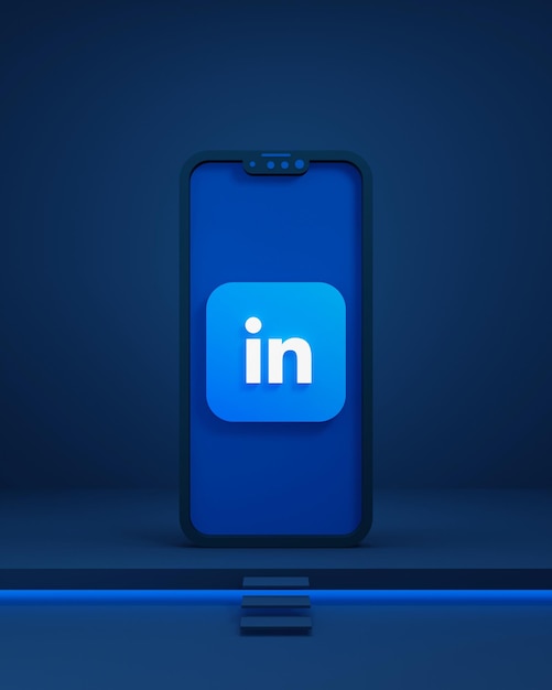 Icone di LinkedIn dei social media con Smartphone 3D resi