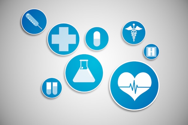 Icone mediche generate Digital in blu e bianco