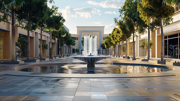 Iconic Commercial Plaza Fountain Landmark Icon