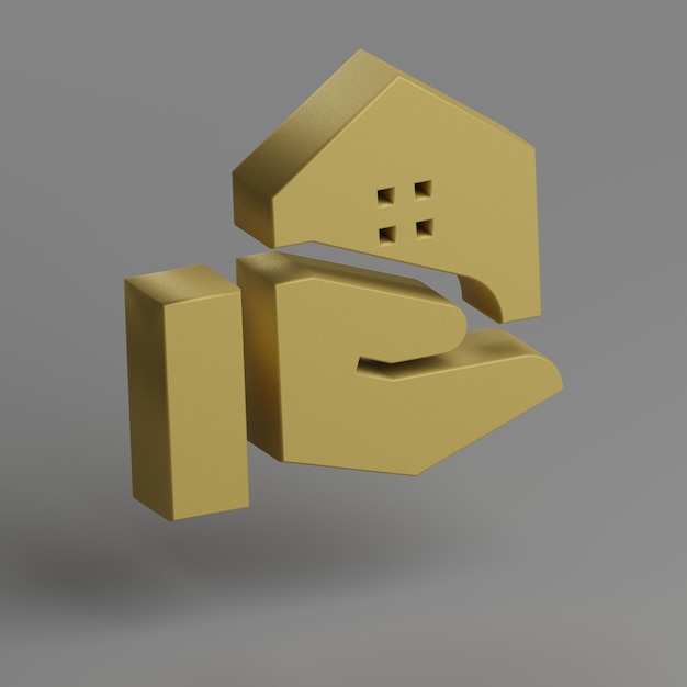 Iconica dell'agente immobiliare Simbolo giallo icone sociali su sfondo grigio Illustrazione di rendering 3D B