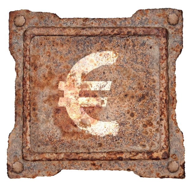 Iconica dell'euro in vecchio metallo