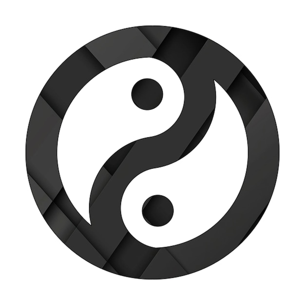 Iconica dell'immagine yin yang Rettangolo nero sfondo