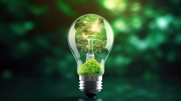 Iconica dell'industria futura Innovazione nell'energia verde nella generazione di energia con un'interfaccia grafica per lampadine