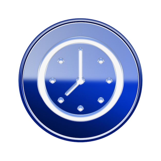 Iconica dell'orologio blu lucido