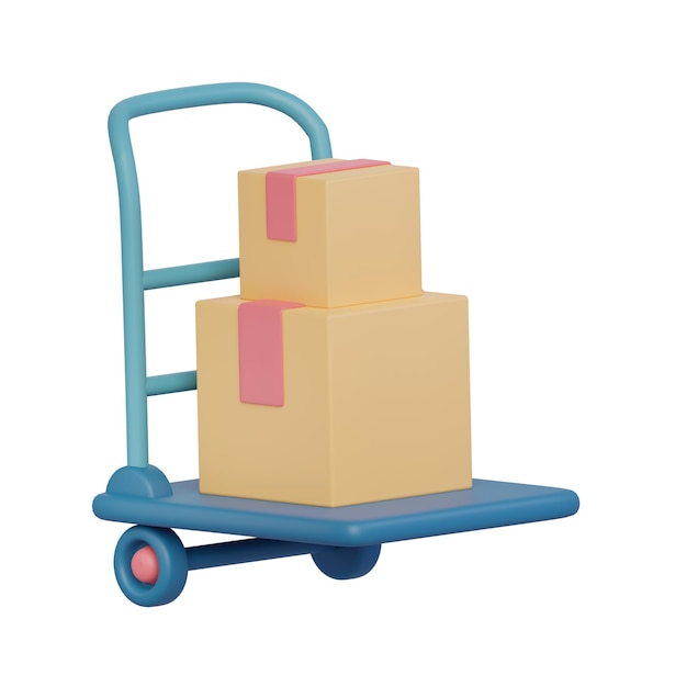 Iconica di consegna del carrello di rendering 3D