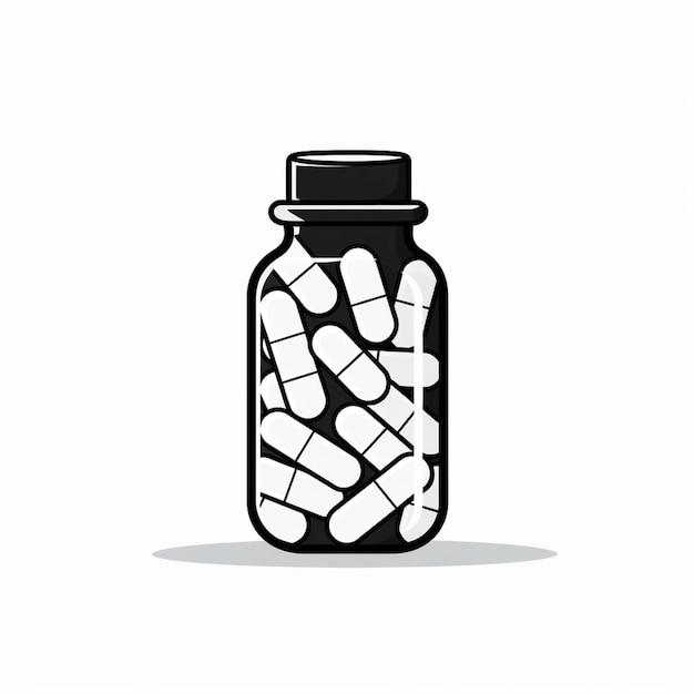 Iconica di illustrazione vettoriale piatta della bottiglia di pillole