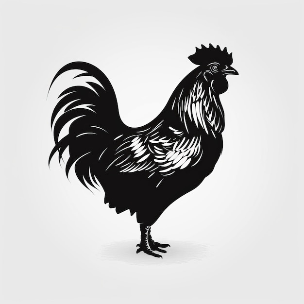 Iconica di pollo bianco e nero su sfondo bianco