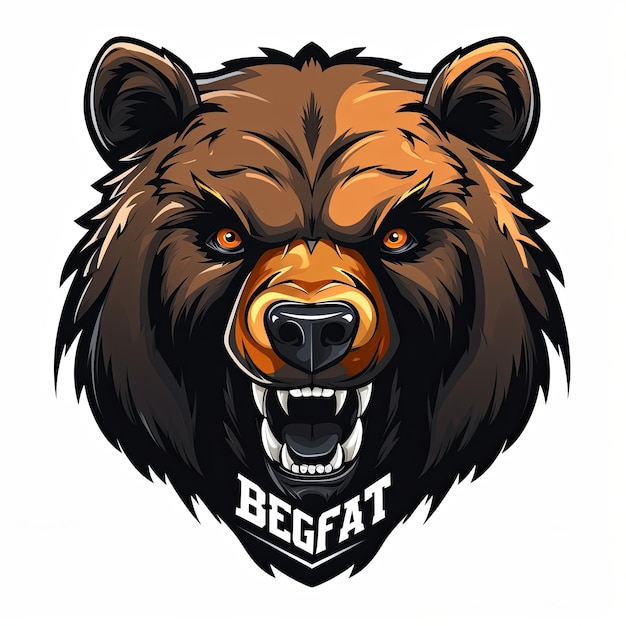 Iconica di testa di orso ruggente, adesiva, illustrazione artistica e concetto di logo della mascotte degli esports