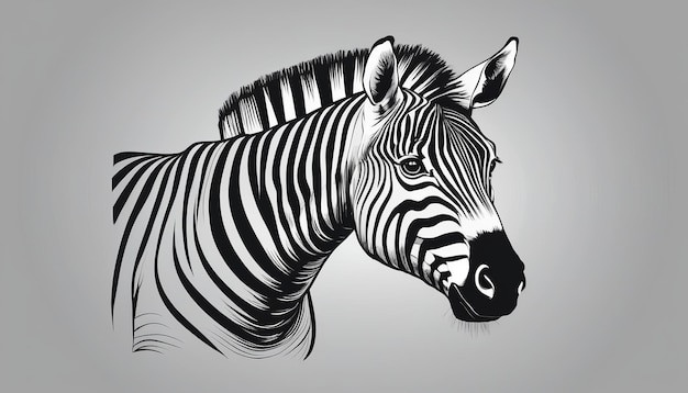 Iconica moderna in stile piatto di Zebra Sketch Drawing in Vector Art