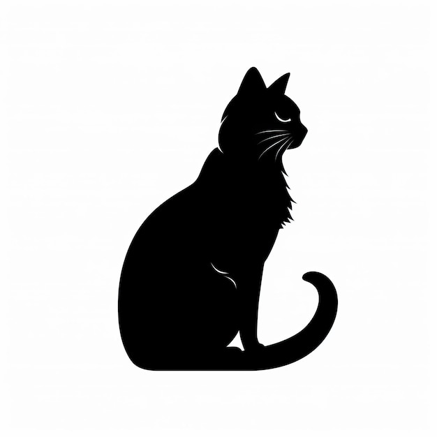 Iconica silhouette di gatto nero su uno sfondo bianco pulito
