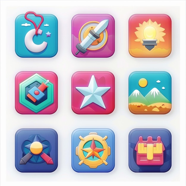 Iconografia mobile universale che eleva i disegni delle app su tutte le piattaforme