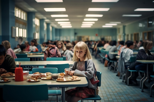 Id nella mensa scolastica durante l'ora di pranzo