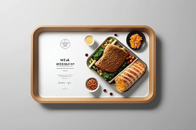 idea di progettazione di un modello di vassoio di carta per pasti moderni