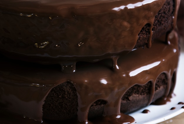 Idea di ricetta di fotografia di torta al cioccolato fondente