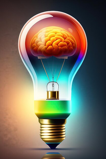Idea luminosa cervello lampadina tempesta di cervello pensieri potere innovazione immaginazione astratto