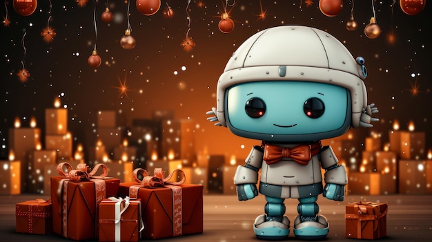 Idea per una cartolina di Natale con robot Buon Natale e felice anno nuovo