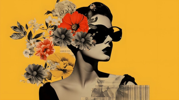 idee creative di collage per donne con fiori