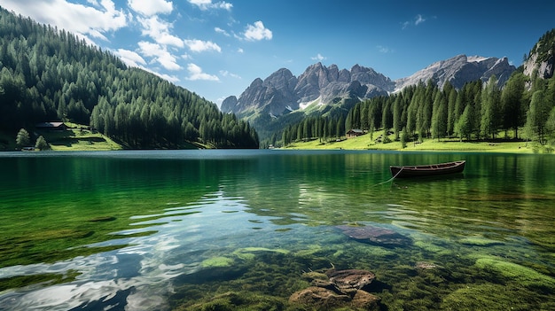 Idilliaco lago panoramico in mezzo al verde