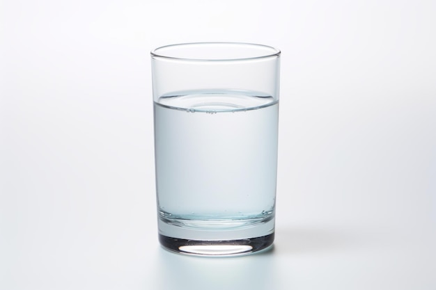 Idratazione rinfrescante L'eleganza serena di un bicchiere d'acqua su uno sfondo bianco puro