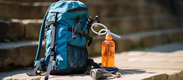 Idratazione sulla bottiglia d'acqua Go su Carabiner attaccata allo zaino