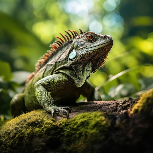 Iguana nel suo habitat naturale Fotografia della fauna selvatica IA generativa