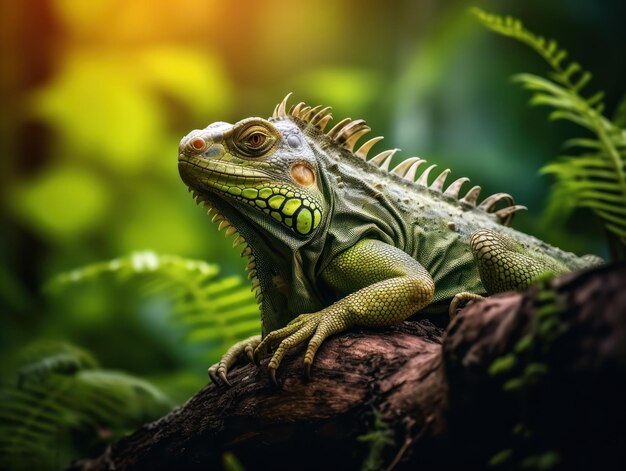 Iguana nel suo habitat naturale Fotografia della fauna selvatica IA generativa