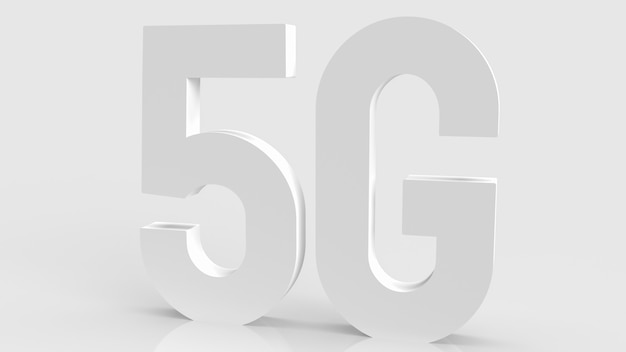 Il 5g su sfondo bianco per il rendering 3d di concetto mobile o tecnologico