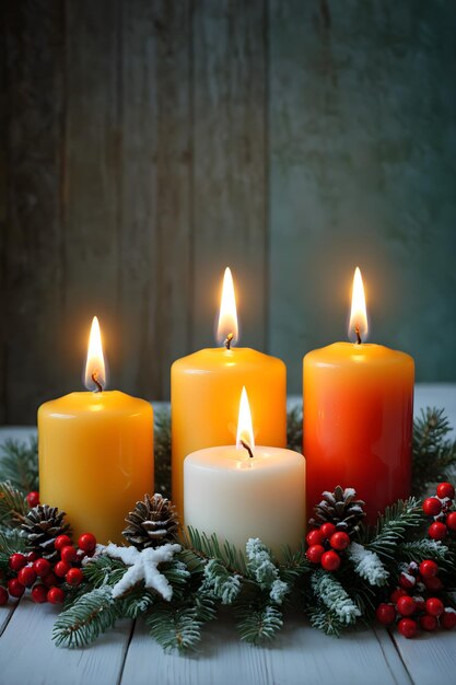 Il bagliore delle candele cattura il calore delle festività natalizie in uno splendore fotografico