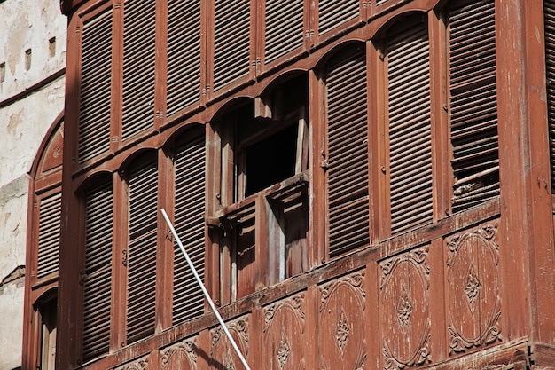 Il balcone vintage nel quartiere Al-balad di Jeddah in Arabia Saudita