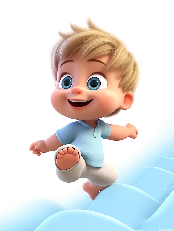 Foto il bambino capo sta camminando su uno sfondo blu